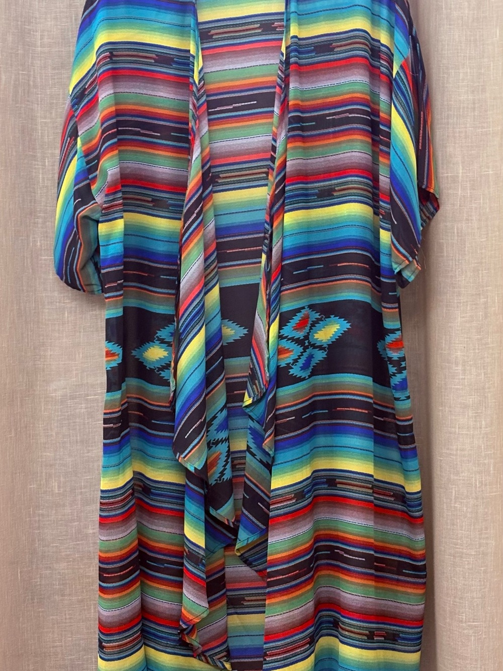 Multicolor Striped Open-Front Women's Kimono